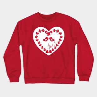 Floral heart with birds and love Crewneck Sweatshirt